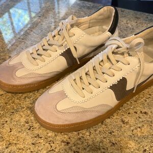 Dolce Vita Cream and Brown Sneakers